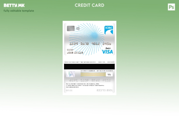 Модерен стил Шаблон за дебитна картичка за виза за банка за индустриска и комерц